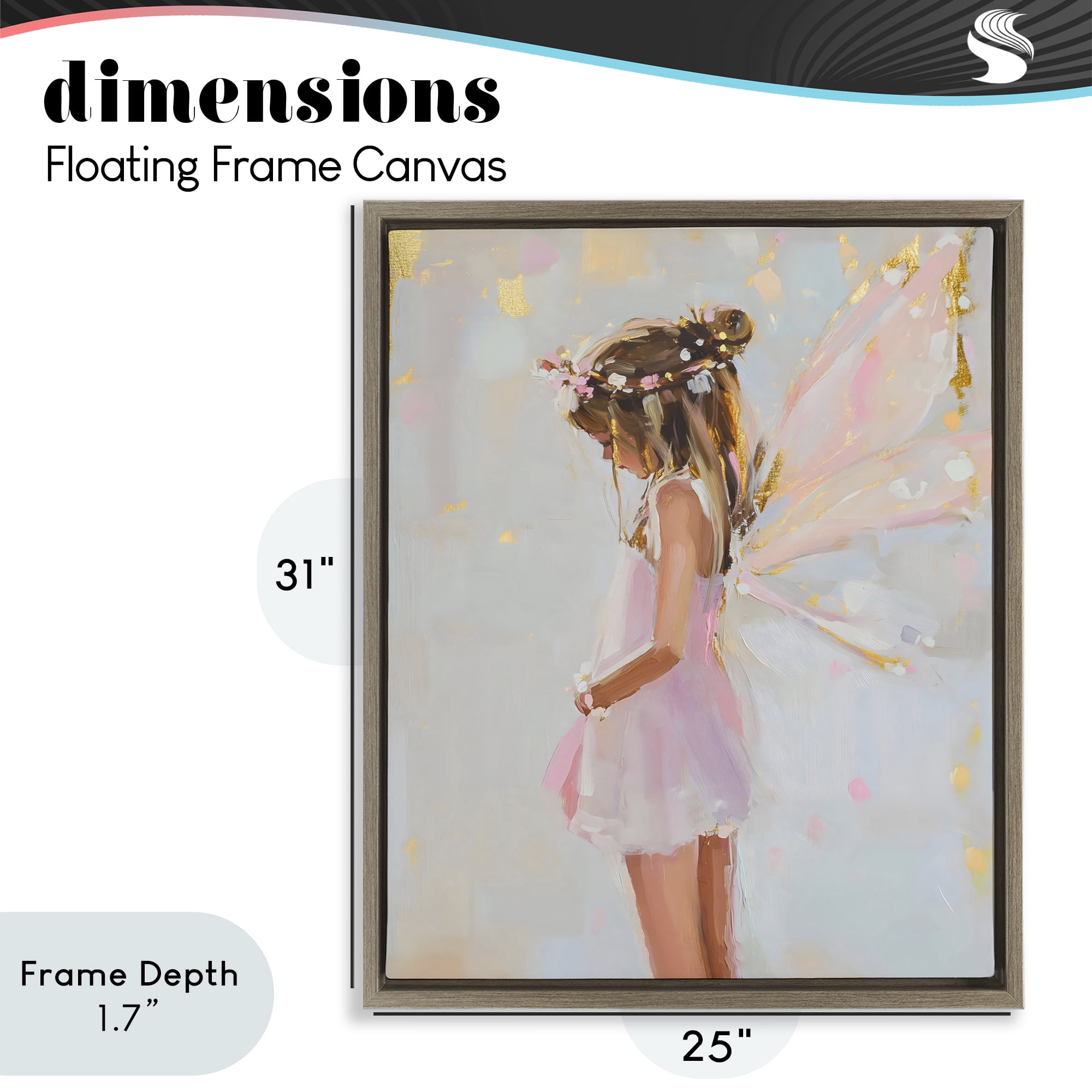 Stupell Industries Youthful Fairy Girl Brown Framed Floater Canvas Wall Art, design by The Prints Vibe