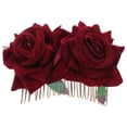 thumbnail image 1 of SHISUYAN Peigne à Fleurs Roses Accessoire de Cheveux Floral pour Femmes Filles Mariage Mariage (Rouge Vin), 1 of 9