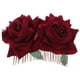 thumbnail image 1 of Peineta con flor de rosa para el cabello, accesorio floral para el cabello, tocado para mujeres y niñas, boda, novia (rojo vino), 1 of 5