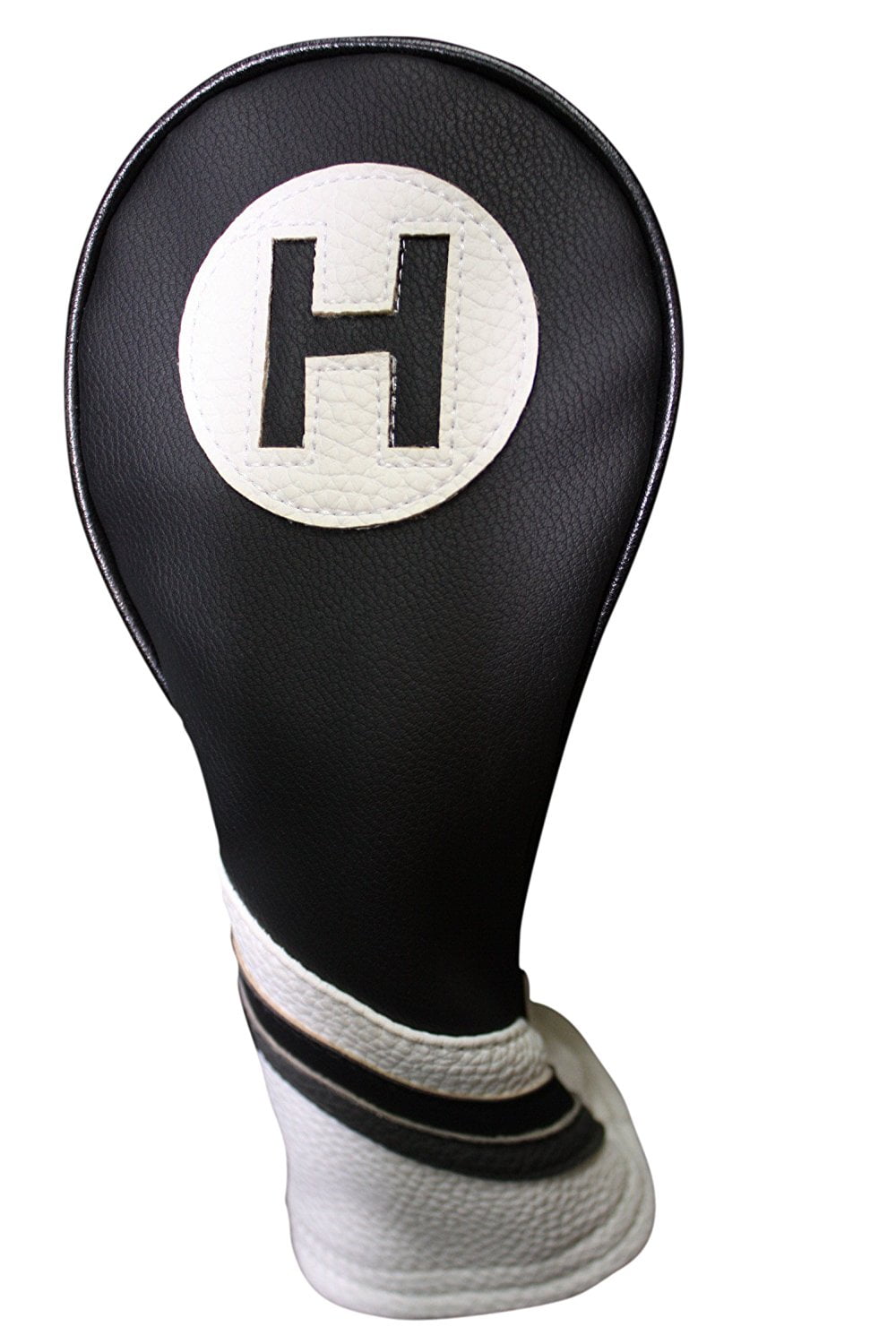 Golf Headcover Black and White Vintage Leather Style 4 Hybrid Head