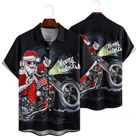 

MLFU Men s Christmas Santa Claus Casual Button Hawaii Shirts 3D Printed Summer New Short Sleeve Beach Shirts Tops Clothing S-8XL