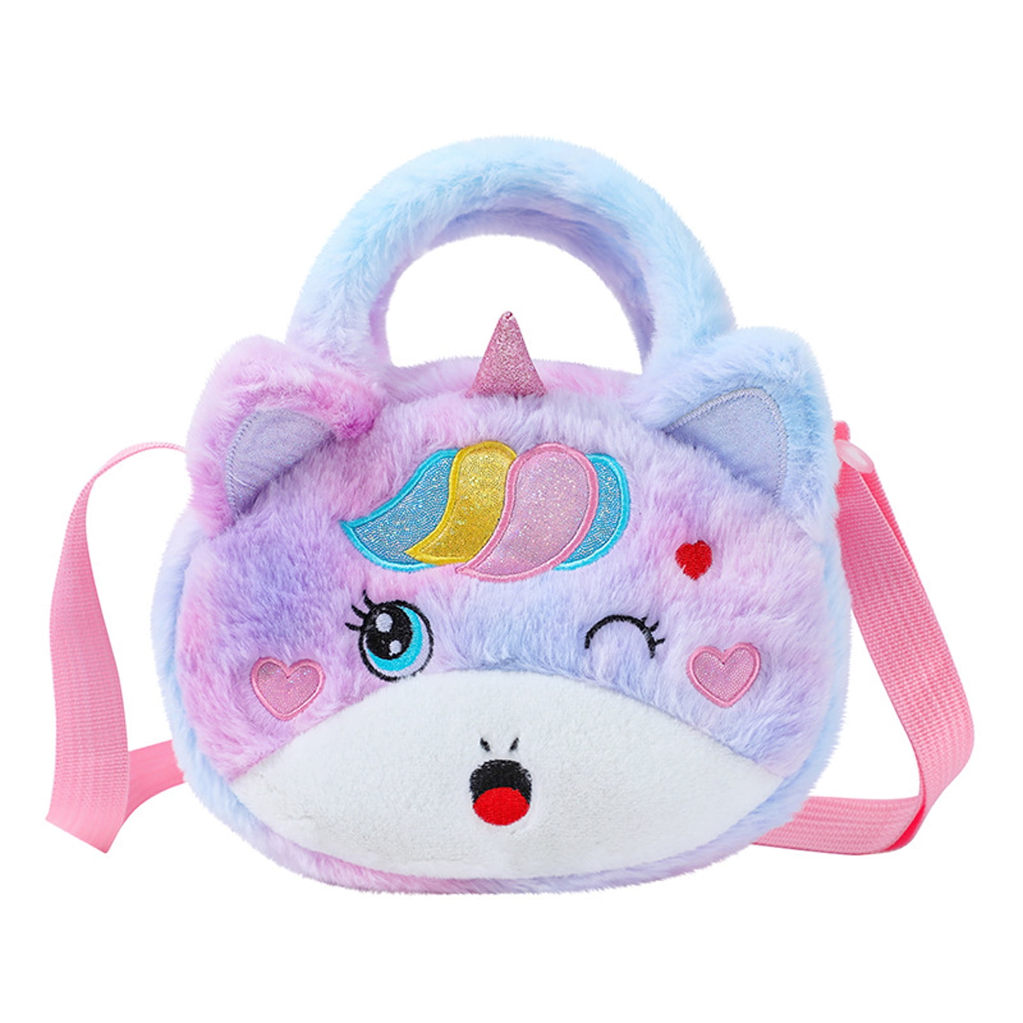 Kids Baby Girls Teens Plush Unicorn Mini Crossbody Purse Handbag