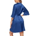 thumbnail image 5 of Ekouaer Women Satin Kimono Robe Valentines Lingerie Ruffle Belted 3/4 Sleeve Bathrobe for Bridesmaids, Wedding & Special Occasions, 5 of 5