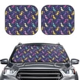 thumbnail image 2 of Xecao Colorful Dinosaur for Foldable Car Sun Shades (2-Pack) offer sun protection with an easy-fold design for convenient windshield shading., 2 of 7