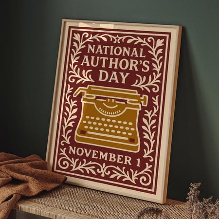 National Authors Day Typewriter Wall Art Design 2 Unframed Paper Print
