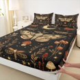 thumbnail image 4 of Homewish Gothic Moon Moths Bed Sheets,Retro Plant Mushrooms Full Size Sheets,Black Brown,4-Piece,1 Flat Sheet, 1 Fitted Sheet and 2 Pillowcases, 4 of 6