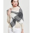 thumbnail image 4 of Wander Agio Womens Warm Stripe Plaid Scarf Color: Plaid Grey Pink 11, 4 of 4