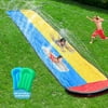 Lawn Water slip and slide for Kids, 16FT Garden Backyard Splash Pool with Crash pad, Summer Outdoor Water Toys Waterslide with Built in bilateral Sprinkler, Water Splash Slide with 2 Boogie Boards
