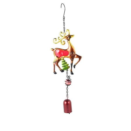 

Pkeoh Christmas Decorations Creative Metal Iron Wind Chime Pendant Christmas Series Glass Color Painting And Painting Halloween Decorations Indoor