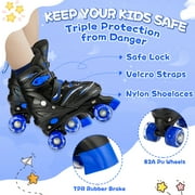 OBENSKY Roller Skates, 4 Size Adjustable for Girls & Boys w/ Light up Wheels-Blue/Pink