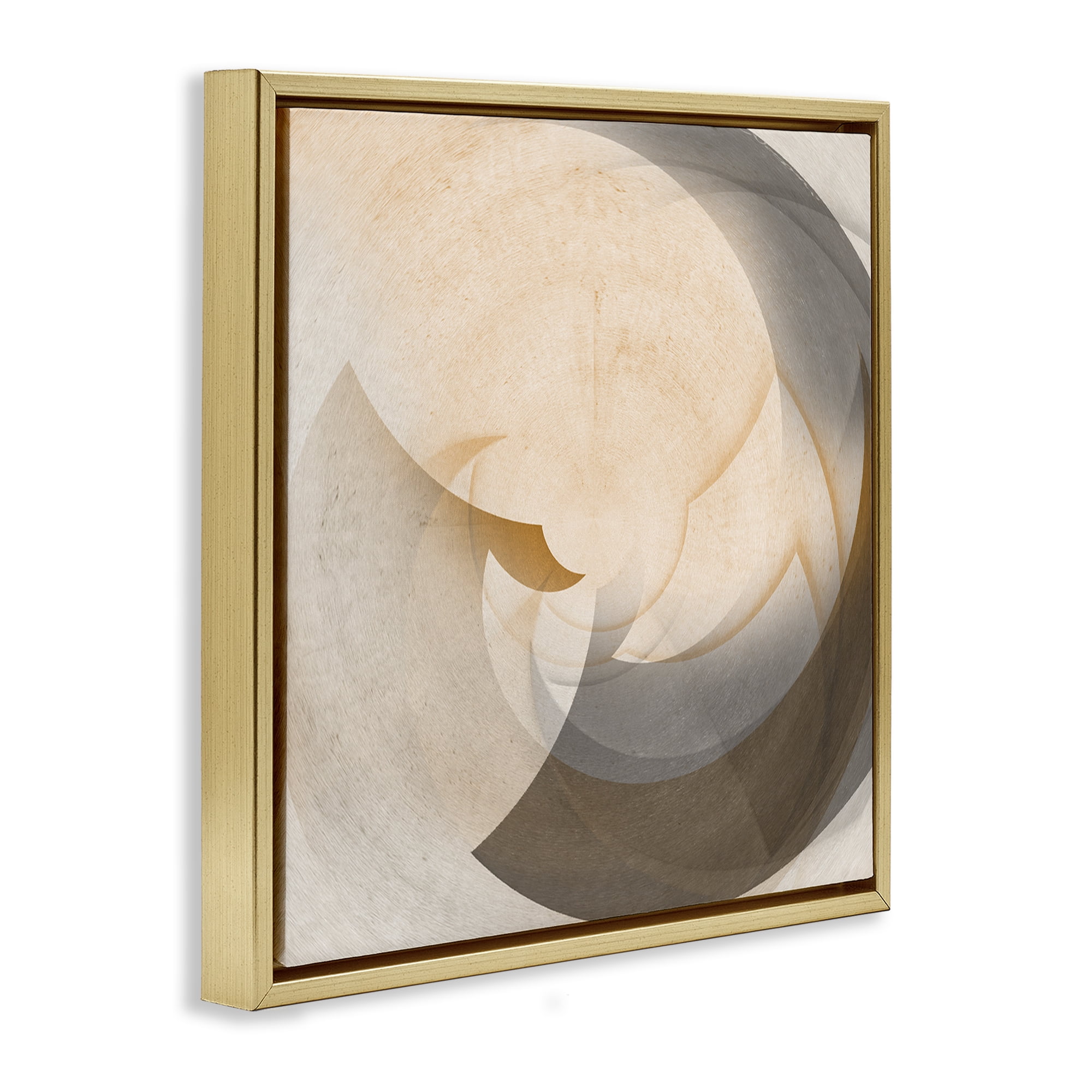 Stupell Industries Shadowed Form Curve Abstract Painting Gold Floater Framed Canvas Art Print Wall Art, 25 x 25