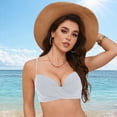 thumbnail image 4 of HCNTES V Shaped Bikini Tops for Women - Padded Bathing Suit V Back Wide Straps Swim Bra Swimsuit(White,M), 4 of 9