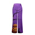 thumbnail image 6 of Domzest Halloween Pajama Pants for Women Halloween Graphic Wide Leg Sleepwear Drawstring Elastic Waisted Cute Pajama Bottoms Dark Purple L, 6 of 6