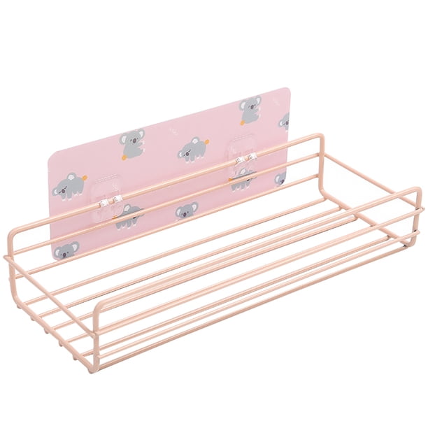 Estante de almacenamiento para baño Organizador de esquina Inodoro Cocina Colgante de pared Estante de hierro sin taladrar, Rosa Methold HA001359-03B