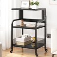 thumbnail image 2 of QinaQin Industrial-Grade Three-Tier Scroll Printer Trolley, Gray Printer Stand, with Power Socket, USB Charging Port, Adjustable Storage Shelf and Metal Frame, 2 of 8