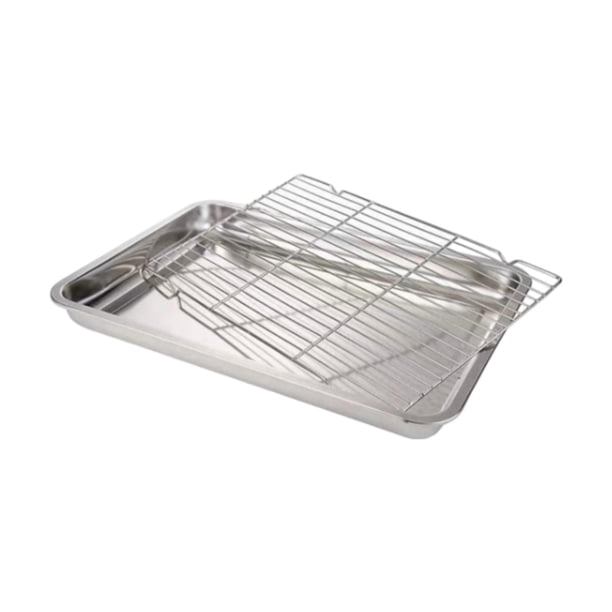 Bandeja para hornear, bandeja para hornear con rejilla, recipiente para alimentos de fácil limpieza, bandeja para hornear de metal, 40 cm x 30 cm x 48 cm