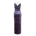 thumbnail image 5 of IROINNID Wedding Guest Dresses for Women Evening Night Party Dress Solid s Comfy Sleeveless -Neck Out Slim Mini Dress Trendy Formal Dress,Purple, 5 of 6