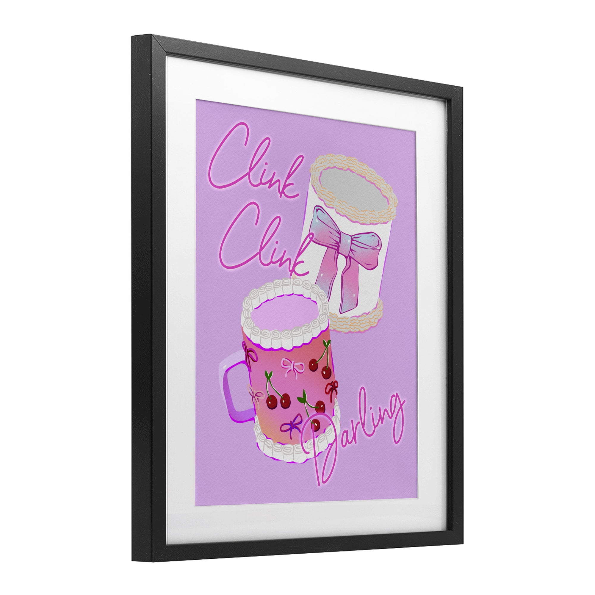 Stupell Industries Clink Darling Cherry Mug Black Framed Print Under Glass, design by Ziwei Li