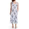 thumbnail image 4 of Women's La Cera 1211G 100% Cotton Woven Sleeveless Floral Lace Yoke Gown (White/Blue XL), 4 of 4