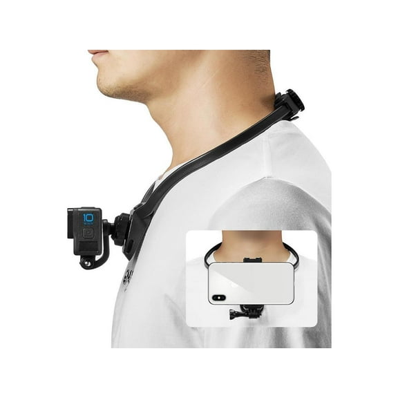 POV VLOG Neck Holder Mount for Gopro Smartphone,360° Rotation Neck Mount Chest Holder with Shoulder Strap for Phones Gopro 12 11 10 9 8 7 Insta360 OSMO Action AKASO Action Cameras