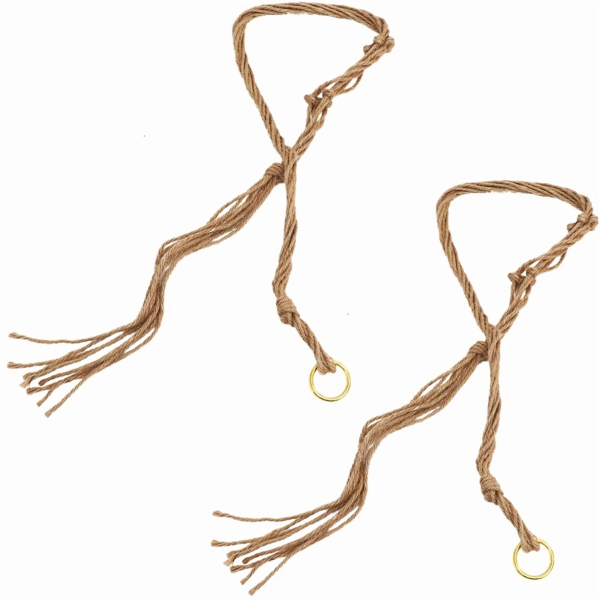 2 Pcs Indoor Plant Basket Hanging Net Bag Bohemian Flower Hanger Wall Planter