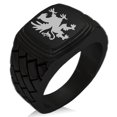 thumbnail image 1 of Stainless Steel Grandiose Griffin Geometric Pattern Step-Down Biker Style Polished Ring, 1 of 1