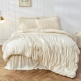 thumbnail image 1 of Bonlino Queen Comforter Set - Ruched Comforter Queen Size Bed Set Boho Shabby Chic Bedding for Bedroom Comforter Fluffy 3 Piece R, 1 of 7