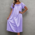 thumbnail image 2 of LIIPEE Womens Summer Nightgown Casual Short Sleeve Lace Sleep Dress Ladies Cozy Sleepwear, 2 of 4