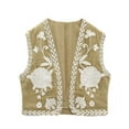 thumbnail image 1 of KelaJuan Women Vest, Sleeveless Open Front Embroidery Flower Outwear Gilet for Casual Street, 1 of 6