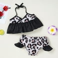 thumbnail image 4 of Fesfesfes Toddler Baby Kids Girls Bathing Suit Slip Leopard Print Swimsuits Beach Ruffle Patchwork Halter Neck Two-Piece Swimwear Bikini Sets, 4 of 9