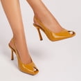 thumbnail image 5 of On feet & in love Women's Peep Toe Slingback Stilettos - D'Orsay Cutout Elastic Strap Stiletto Dress Pumps Heels,Turmeric Brown,9.5, 5 of 7