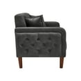thumbnail image 5 of Modern PU Upholstered 3-Seater Sofa with 2 Pillows, Indoor Couch with Detachable Wooden Legs, Leisure Sofa with Tufted Buttons for Living Room, Bedroom, Office, Studio, Gray, 5 of 9
