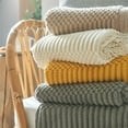 thumbnail image 3 of Fennco Styles Striped Knit Solid Fringe Throw Blanket 50" W x 60" L - Slate Soft Textured Light Weight Blanket for Sofa, Couch, Living Room and Bedroom Décor, 3 of 4