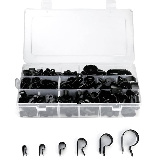 200 Uds Clips de Cable P Clips de nailon sujetador de Cable eléctrico para conducto diámetro de conducto 5/6/9/12/19/28mm (negro) esquí esquí Gafas de esquí