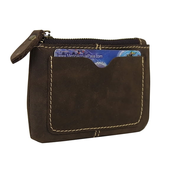 Vagarant Traveler Full Grain Leather Card Cash Coin Zipper Holder B196.DS