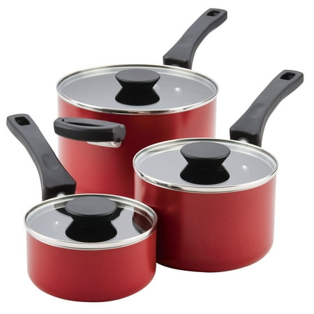 Farberware 6-Piece Neat Nest Space Saving Aluminum Nonstick Saucepan (Best Saucepan Sets Uk)