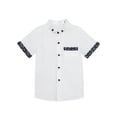 thumbnail image 5 of Boys Solid Short Sleeve Button Down Shirt, Classic Point Collar Casual Top for School, 5 of 5