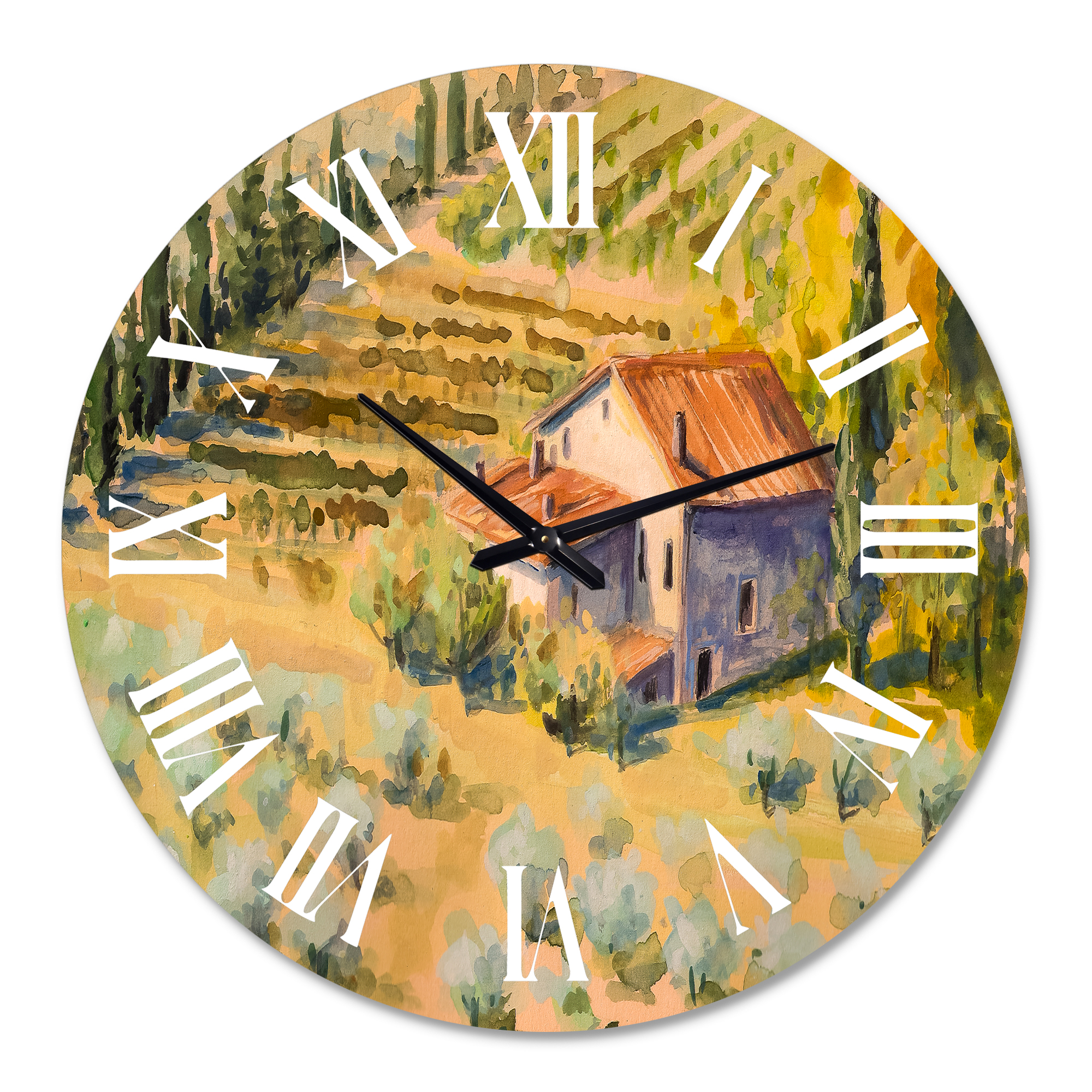 Designart 'Little Farm In Countryside' Country Wall Clock