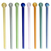 JNXYL 8Pcs Borosilicate Glass Straws Reusable Smoothie Straws Easy to Clean Colored Glass Drinking Straws for Milkshake Juice Drinking