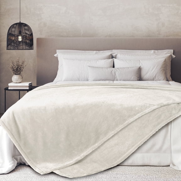 Regal Living Ultra Soft Plush Fleece Blanket, Double-Sided Cozy Warm Throw, Ivory, 60" x 70"