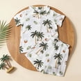 thumbnail image 5 of Boys Outfits Loose Coconut Tree Print Lapel Short Sleeve Shirt Top And Shorts 2 Piece Daily Wear Baby Boys' Clothing Sets Size 12-18 Months, 5 of 9