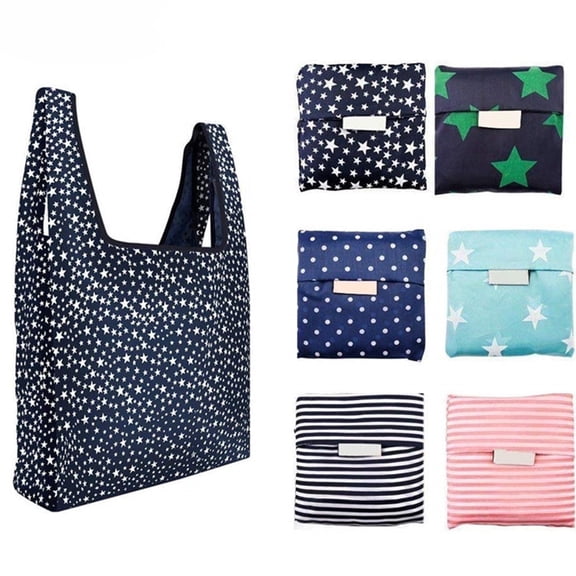 Foldable Reusable Shopping Tote Bags, Heavy-Duty, Washable, Fits in Pocket, Lightweight, 6 Pcs