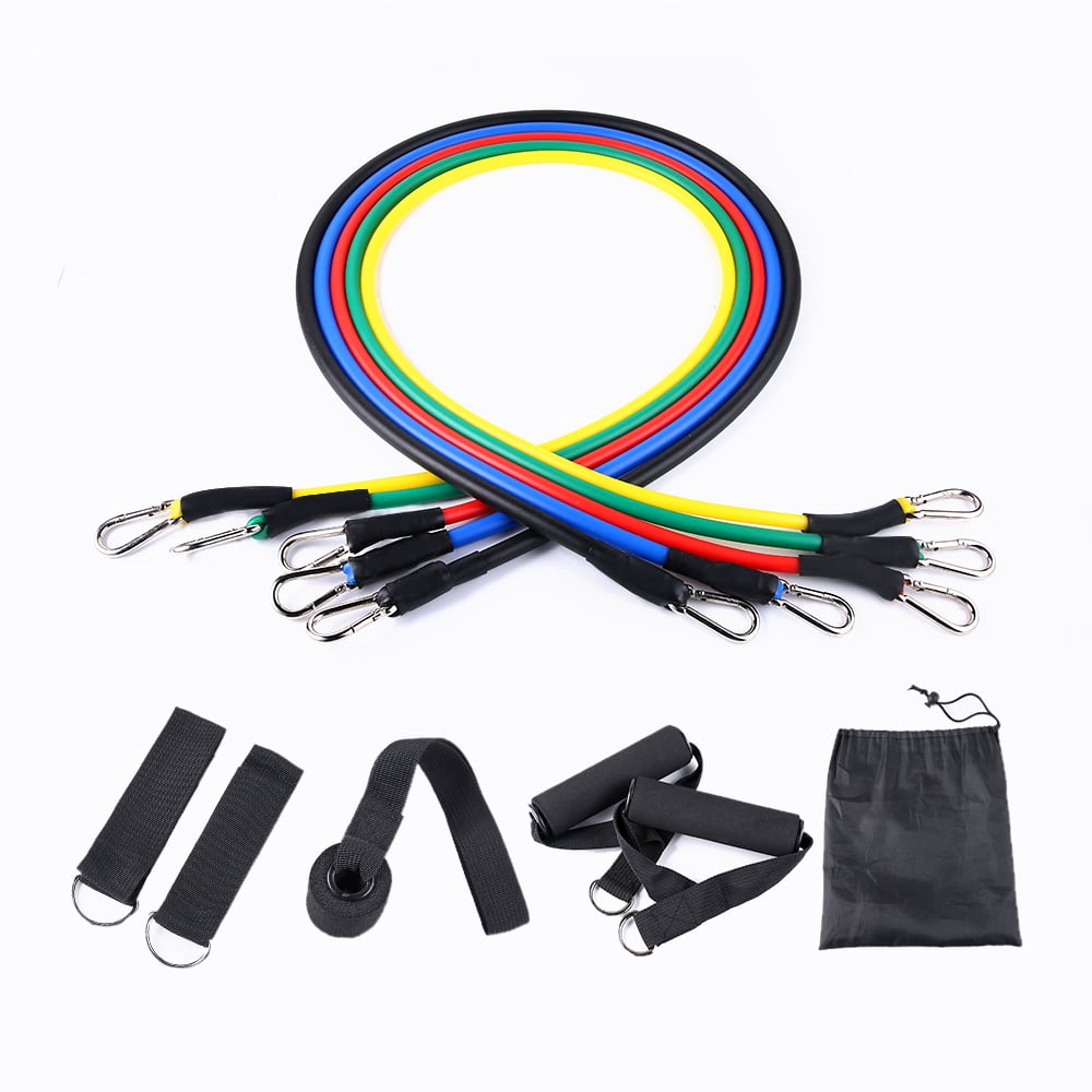 Resistance Bands Set Workout Bands, Including 5 Stackable Exercise Bands with Door Anchor, 2