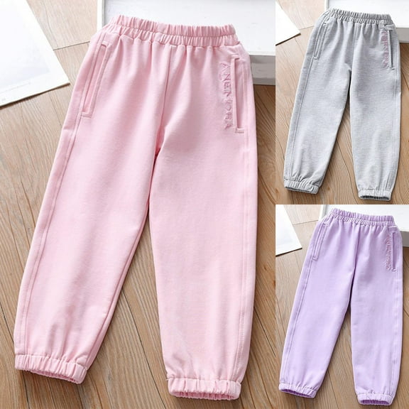 Spazoro Toddler Girls Boys Sweatpants, Long Sleeve Elastic Waist Baggy Solid Casual Jogger for Sports Gray Size 4-5T