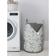 thumbnail image 3 of Grey Laundry Bag, Cats Posing over Floral Background Feline Kitten Kitty Cartoon Art Prints, Hamper Basket with Handles Drawstring Closure for Laundromats, 13" x 19", White, by Ambesonne, 3 of 4
