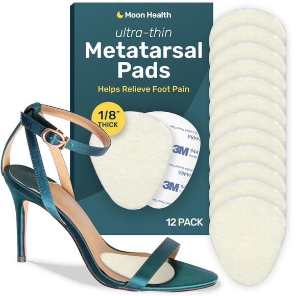 Almohadillas metatarsianas Moon Health ultrafinas, paquete de 12 unidades para mujeres y hombres