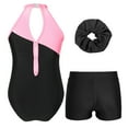 thumbnail image 2 of Alvivi Kids Girls Ballet Dance Outfits Sleeveless Gymnastic Leotard with Shorts Hair Band Tracksuit Unitards Black&Pink 8, 2 of 7