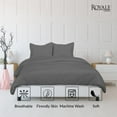 thumbnail image 3 of ROYALE Grey Duvet Cover Queen Size - Washed Duvet Cover Set, 3 Piece Double Brushed Duvet Covers with Button Closure - 1 Duvet Cover 90x90 inches and 2 Pillow Shams - Comforter Cover, 3 of 8