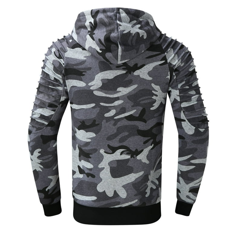 Raglan Men's Hooded Blouse Top Camouflage Sleeve Pleated Striped Men's  blouse Dress Shirts for Men Pack Mens 7xl Shirts Mens Dress Dress Shirts  for Big And Tall Men Trim Menswear T Shirt