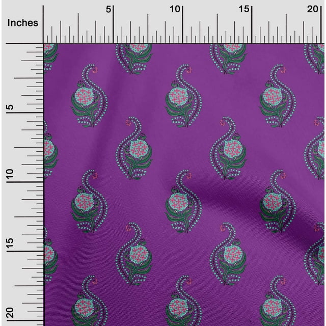 oneOone Cotton Flex Fabric Leaves & Floral Block Print Fabric By The Yard 40 Inch Wide
